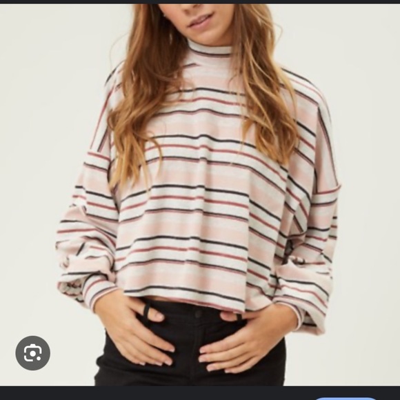 Free people striped cropped mock neck - Picture 2 of 7